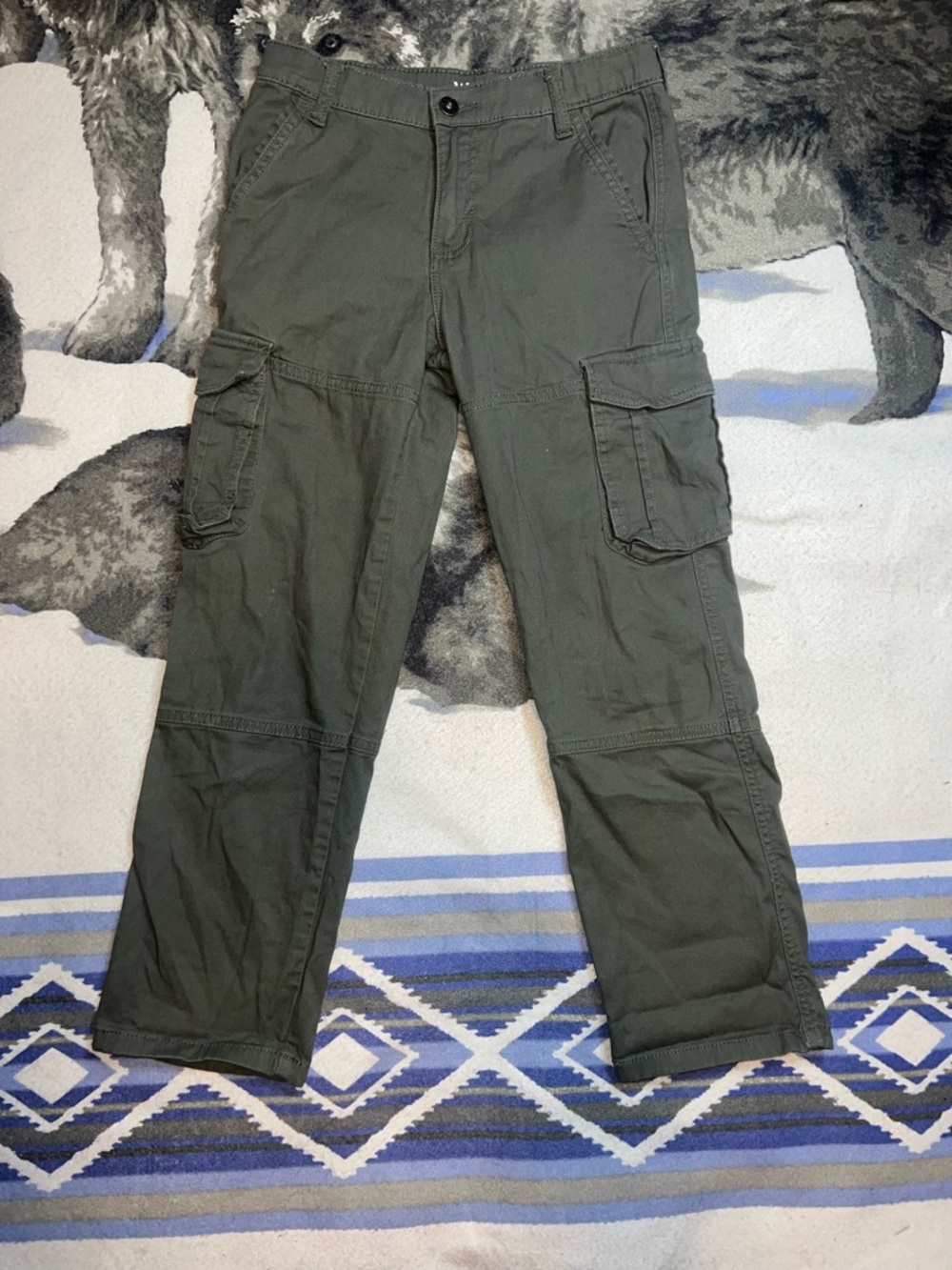 Wrangler Classic Straight Green Cargo Pants Boys Regular 10